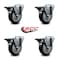 Service Caster 4'' Black Poly Wheel Swivel Bolt Hole Caster Set with Posi Lock Brakes, 4PK SCC-BH20S414-PPUB-BLK-PLB-4 - alternate 4